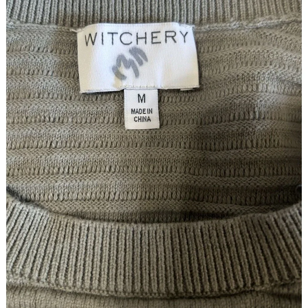 Witchery Womens M Knit Wool Cashmere Blend Gray Drop Shoulder Zipper Sweater - Picture 6 of 8